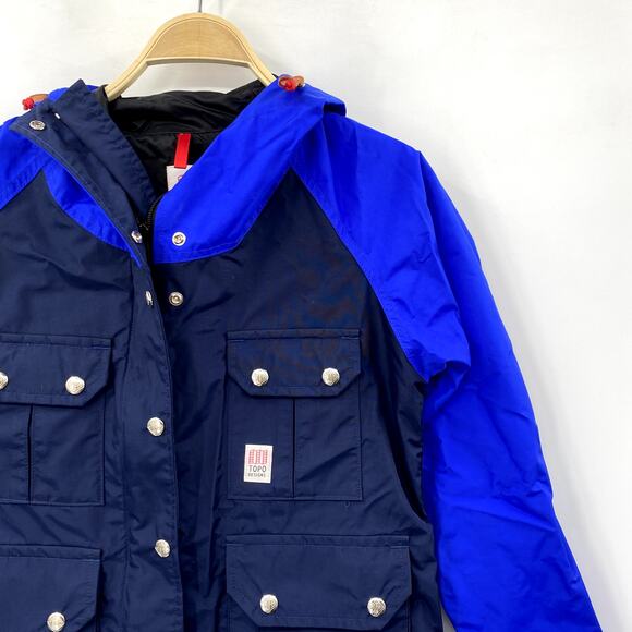 Topo Designs Women's S Blue & Black Mountain Waterproof Jacket - Picture 3 of 5